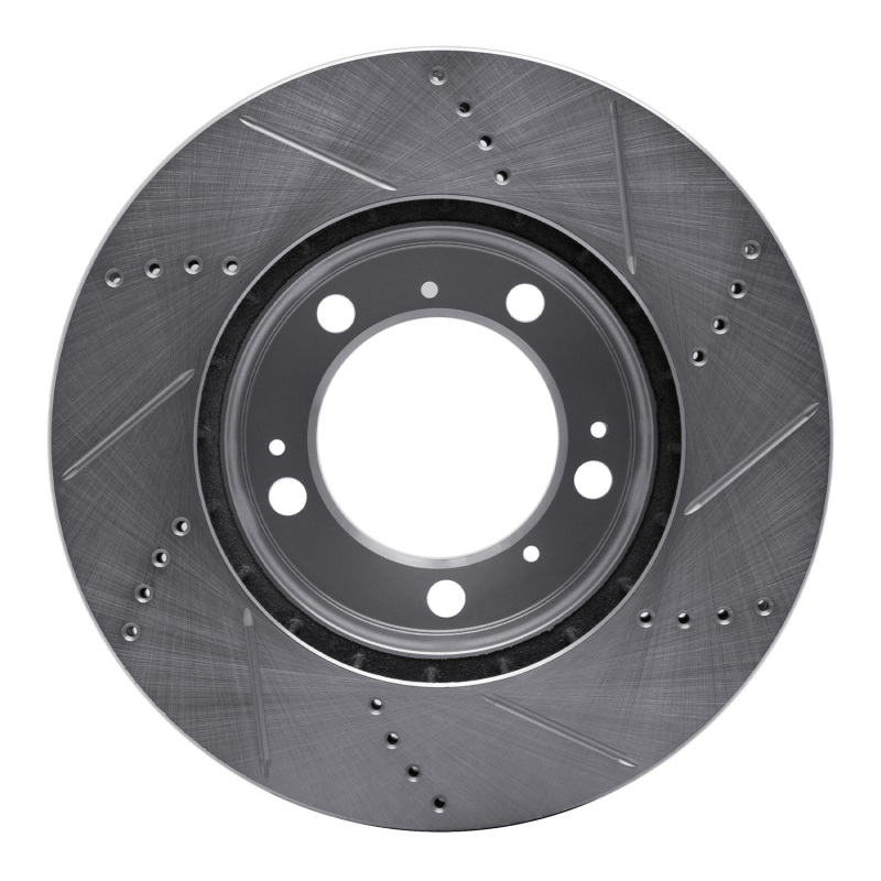 Porsche Boxster Brake Rotor (1) - Front Left - R1 Concepts - Drilled & Slotted - Silver - `97-`04